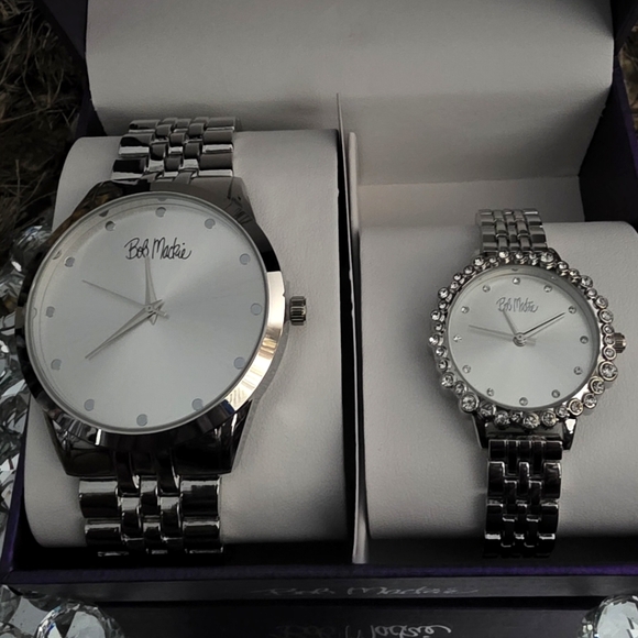 Bob Mackie Silver Mens And Womens Watch Set